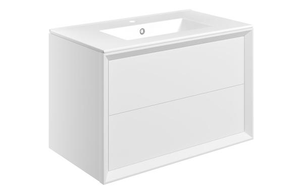 Plush 810mm Wall Hung 2 Drawer Basin Unit & 1TH Thin Edge Basin - Matt White